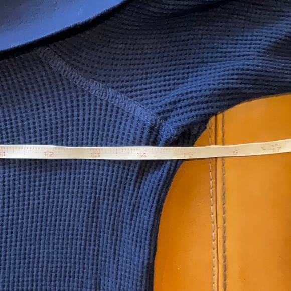 Splendid navy blue waffle off the shoulder Henley top - Picture 6 of 7